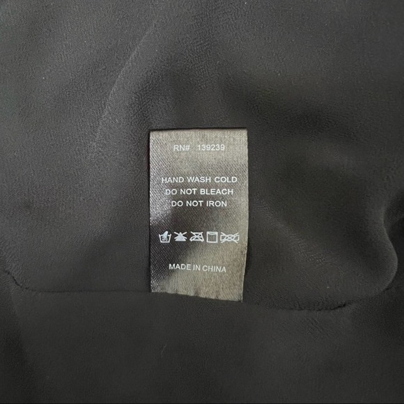 Do & Be Black Long Puff Sleeve Wrap V-Neck Blouse Small - Picture 9 of 9